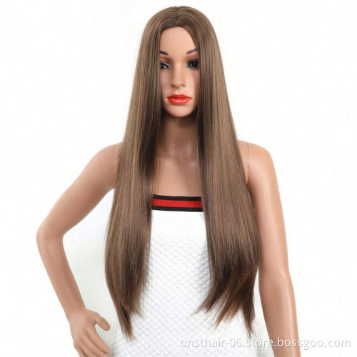 MYZYR straight hair high-quality synthetic wigs, 30-inch heat-resistant wigs of various colors, noble golden synthetic wigs